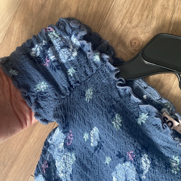 3/$33 So dress floral print off the shoulder smocked top boho long casual XS jr - Picture 7 of 17